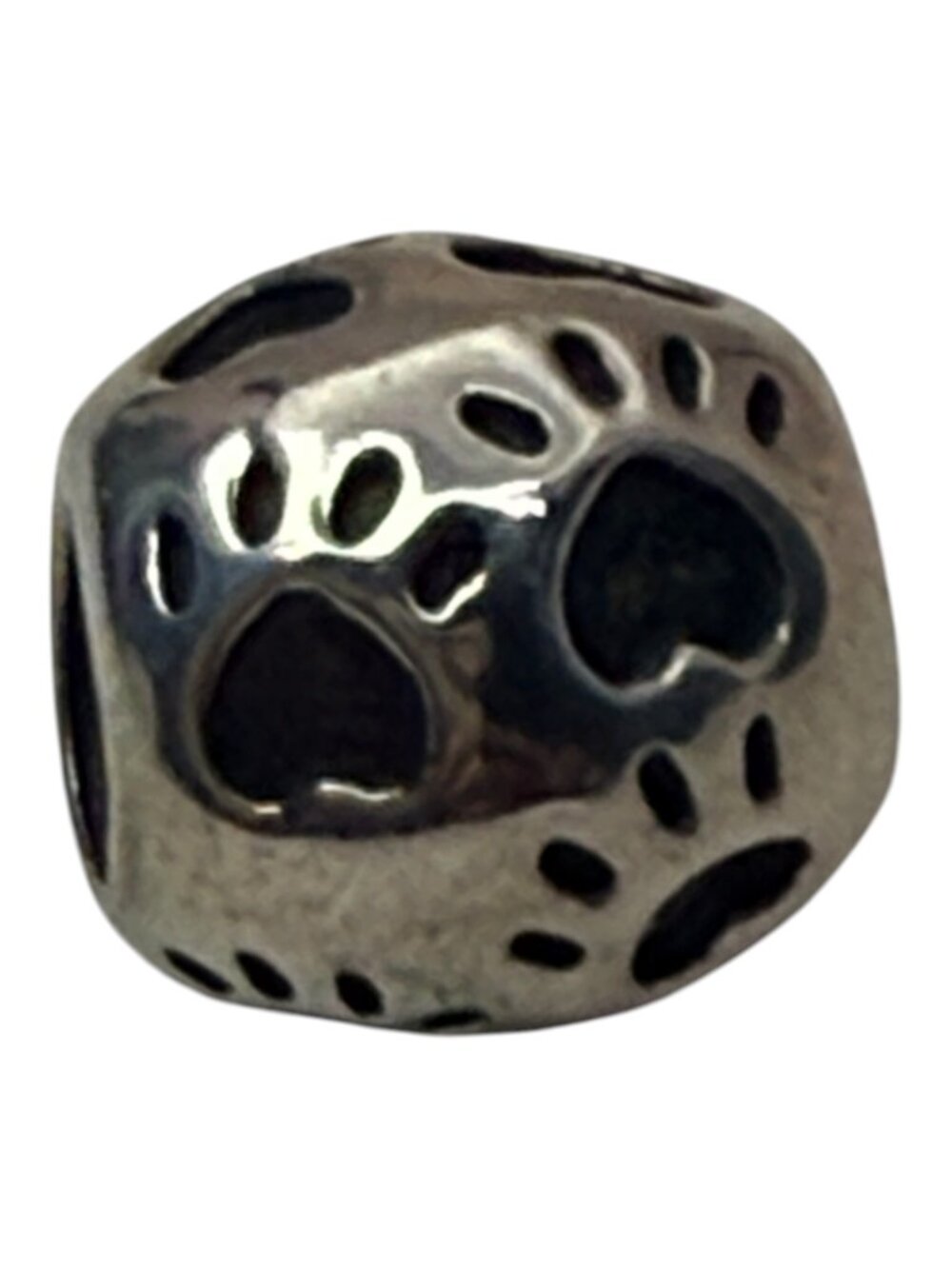 Chamilia Sterling Silver Heart Paw Print Pet Charm Threaded Retired